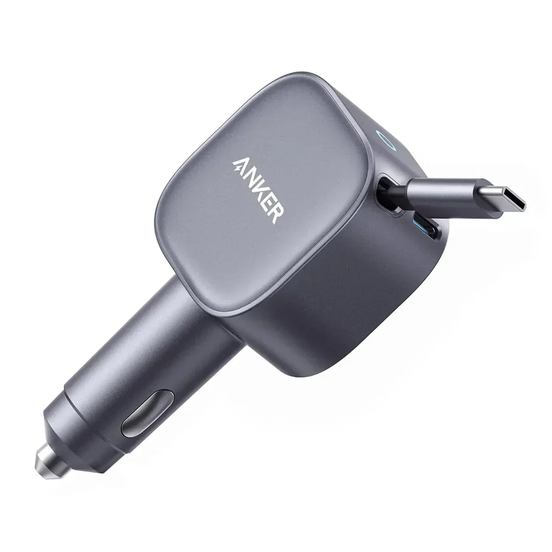 Anker Nano Car Charger (75W, Usb-C Port, Built-In Retractable Usb-C Cable) -Silver - Tashqila Anker Nano Car Charger (75W, Usb-C Port, Built-In Retractable Usb-C Cable) -Silver - Tashqila